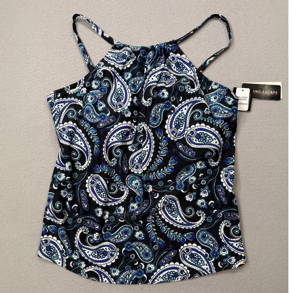 Island Escape Women's Cali Underwire Tankini Swim Top, Black Multi 14 $50